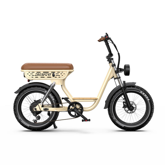 ONESPORT W77 BEIGE – E-BIKE Urbana con Batteria Integrata, Motore BAFANG 48V  500W e Display LCD