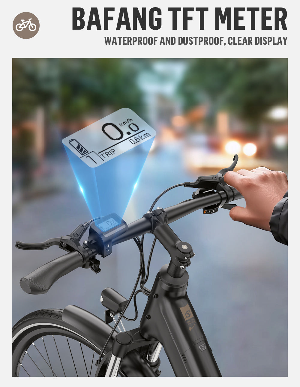 ONESPORT OT-07 WHITE– E-Bike Urbana con Motore BAFANG da 250W 36V, Batteria Rimovibile e Sospensione Regolabile